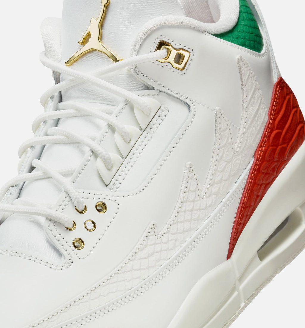 Air Jordan 3 Retro El Vuelo Men's Shoes - Summit White Pine Green Dragon Red Metallic Gold