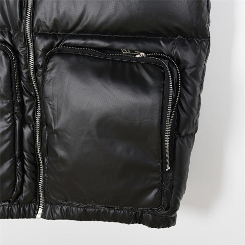 Prada Puffer Vest in Black with Stand Collar and Triangle Logo