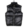 Prada Puffer Vest in Black with Stand Collar and Triangle Logo