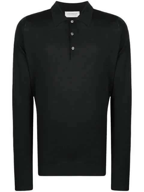 John Smedley long sleeved knitted polo shirt