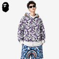 BAPE Purple Camo Double-Hood Shark Zip Hoodie