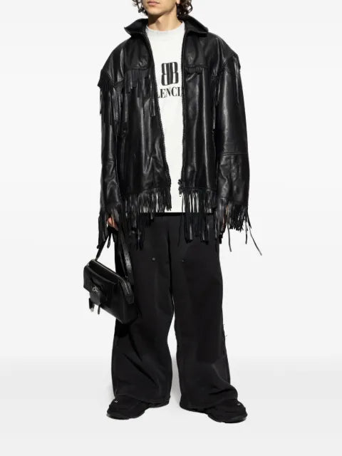 Balenciaga fringed leather jacket