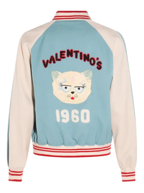 Valentino Garavani embroidered cat-motif bomber jacket