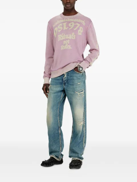 Diesel treated cotton sweater with slogan