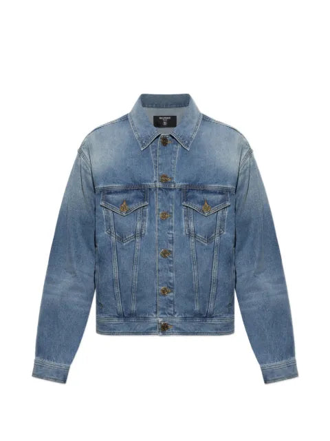 Balmain logo-embossed denim jacket
