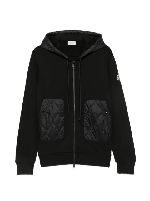 Moncler diamond quilted cotton blend zip-up hoodie