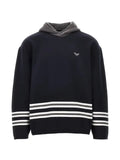 Emporio Armani logo-embroidered striped hoodie