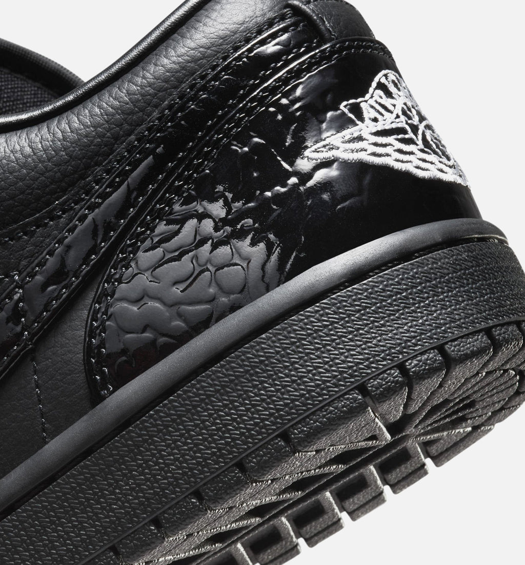 Air Jordan 1 Low Patent Elephant - Women's Lifestyle Shoe (Black/Black/White/Metallic Silver)
