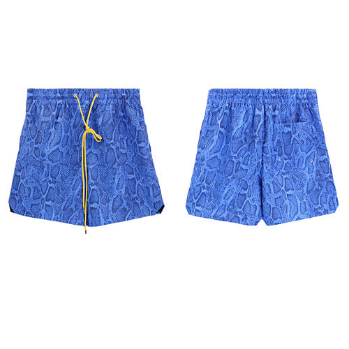 Rhude Blue Snake Print Nylon Shorts
