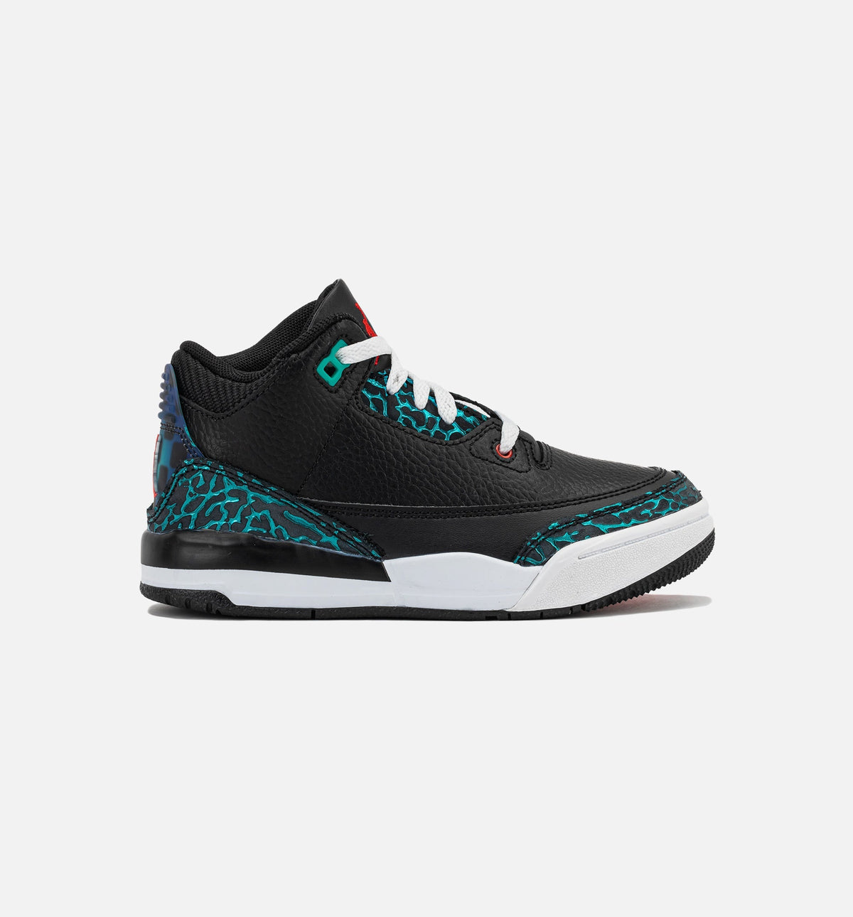 Air Jordan 3 Retro Black and Hyper Jade Preschool Lifestyle Shoes - Black/Siren Red/Hyper Jade/White