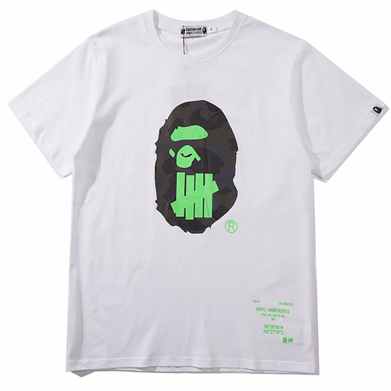 BAPE Green Block Camo Ape Head Men's T-Shirt - Black