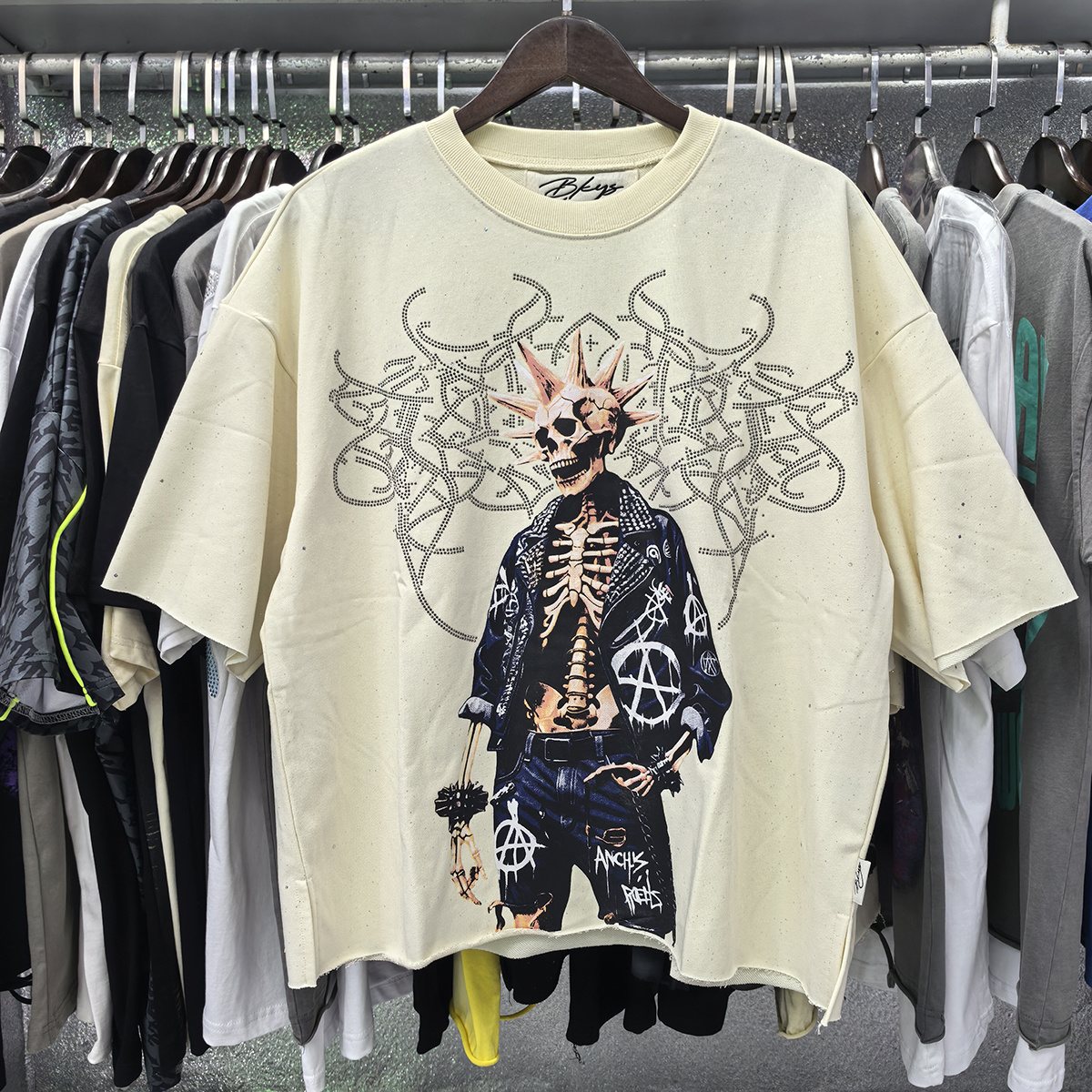 BKYS Revival Skeleton Rhinestone Graphic T-Shirt