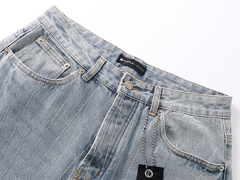 Purple Brand Light Blue Rhinestone Stripe Jeans