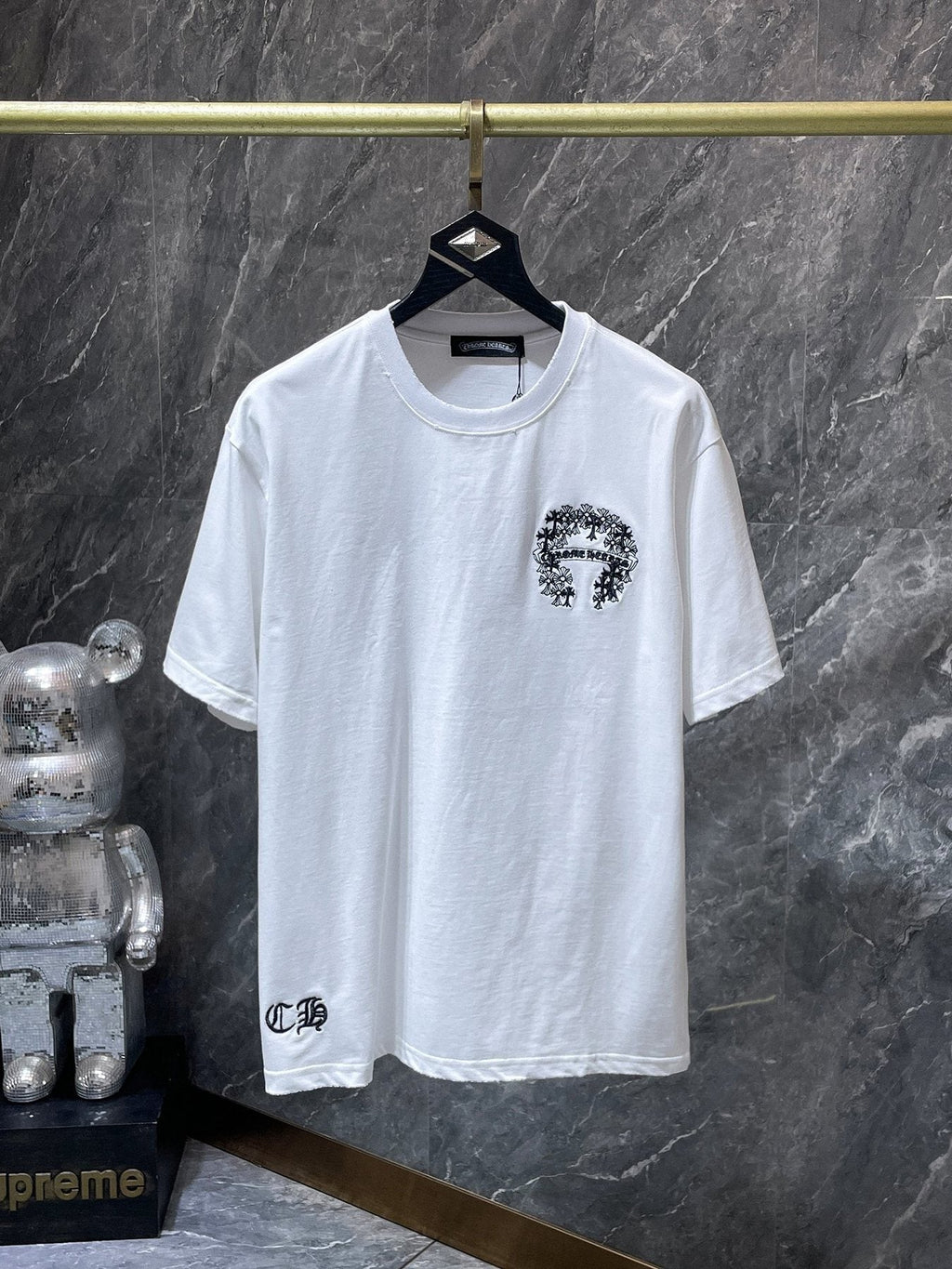 Chrome Hearts Floral Cross Embroidered Graphic T-Shirt