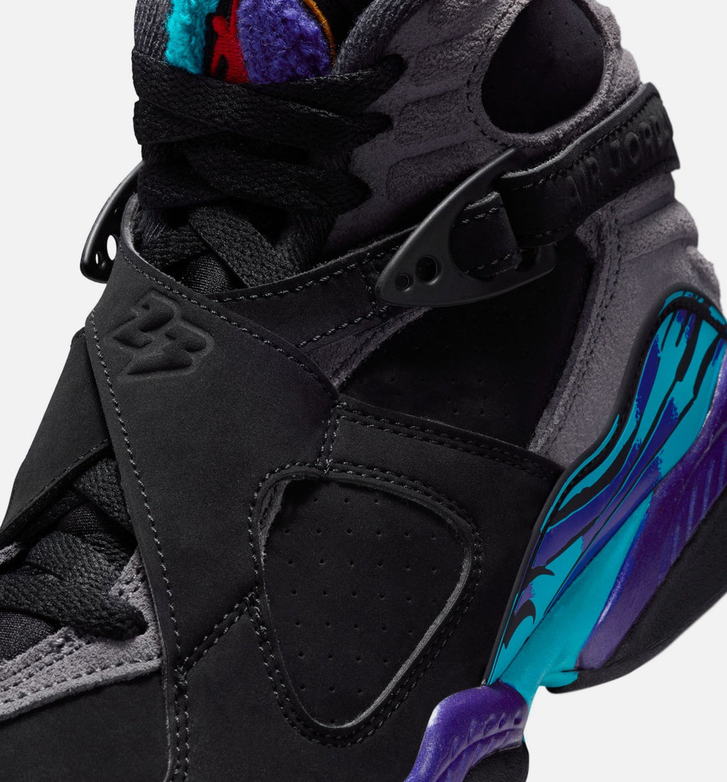 Air Jordan 8 Retro Aqua Grade School Lifestyle Shoe - Black/Multi-Color/Bright Concord