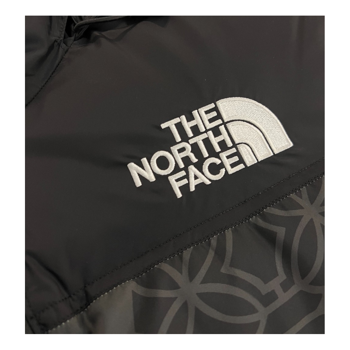 The North Face 1996 Nuptse Patterned Puffer Jacket in Black | 700-Fill
