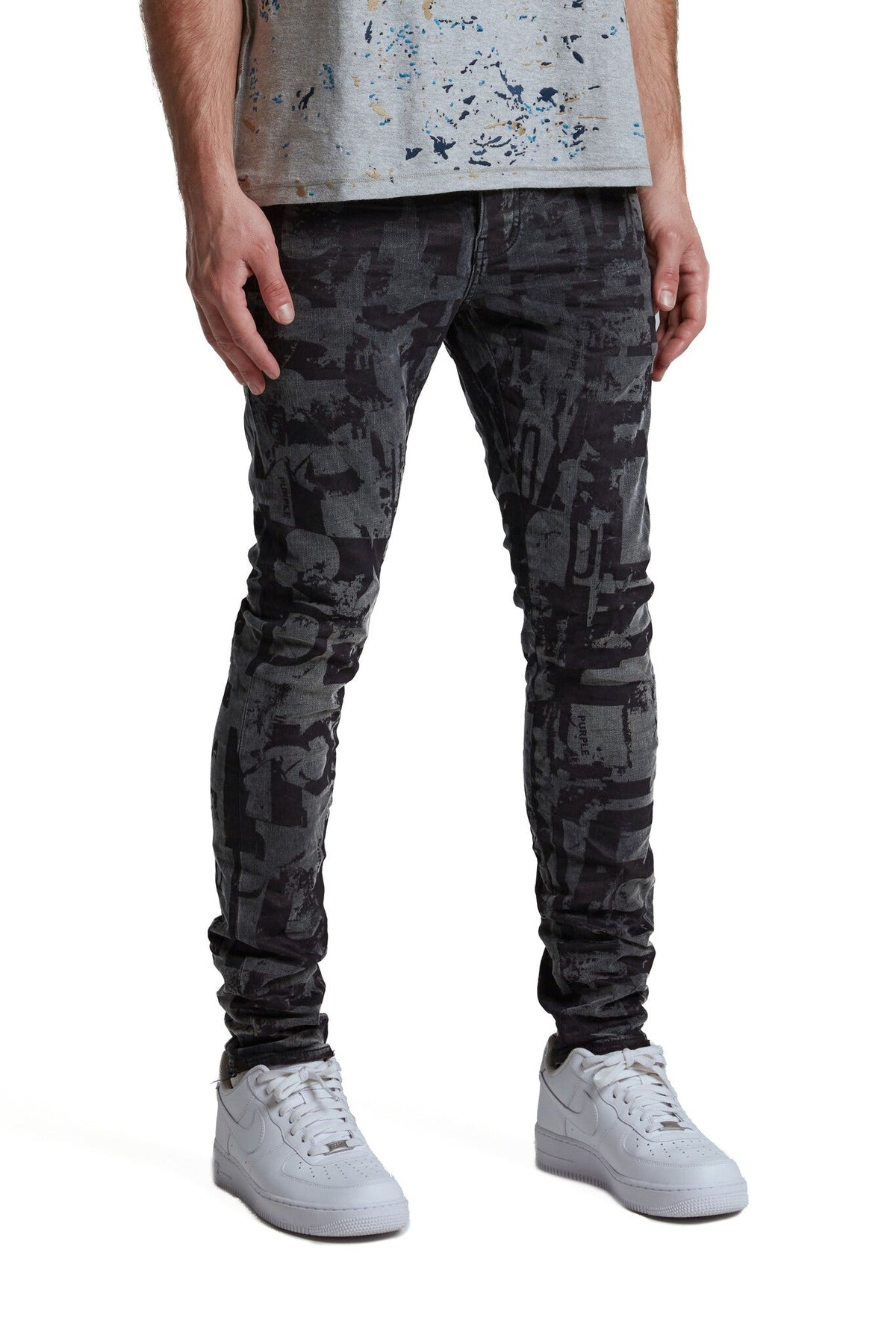 Purple Brand Grunge Print Skinny Denim Pant