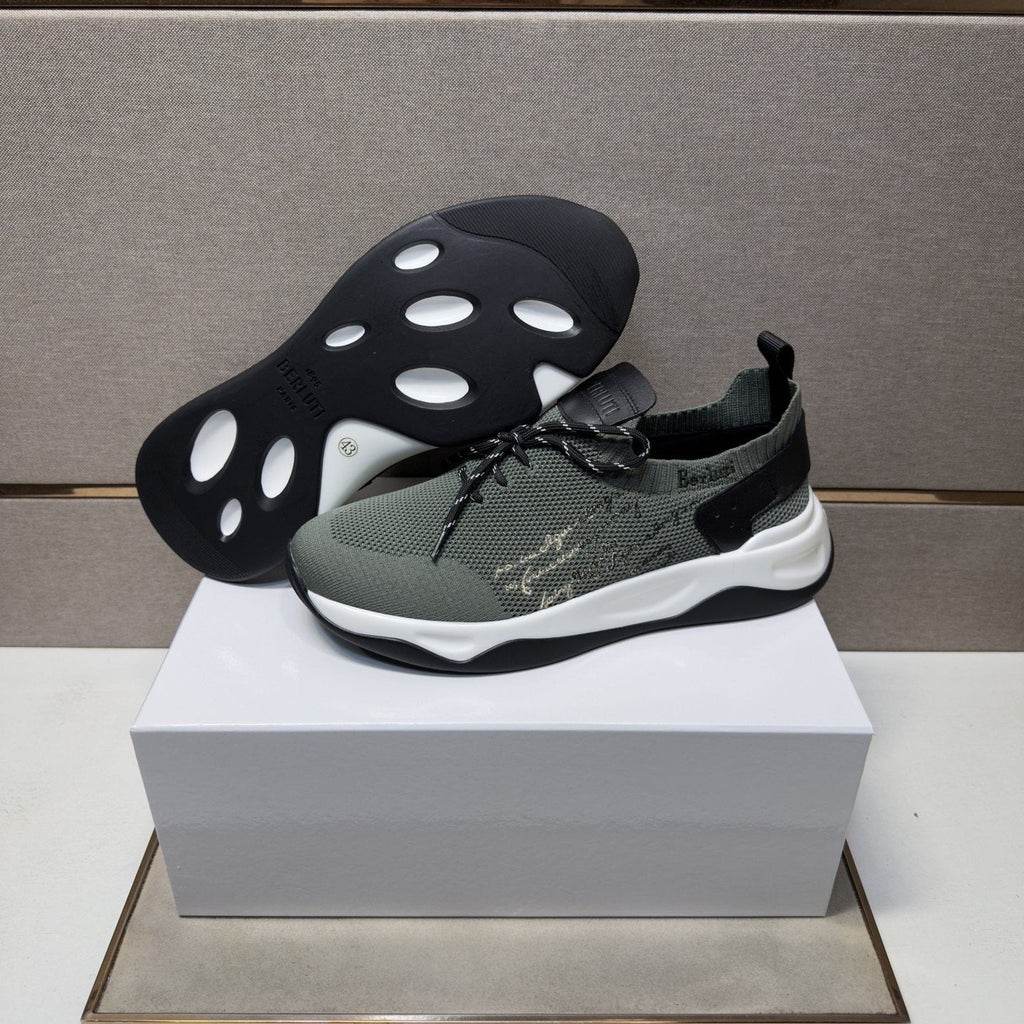 Berluti Olive Gray Lace-Up Sneakers