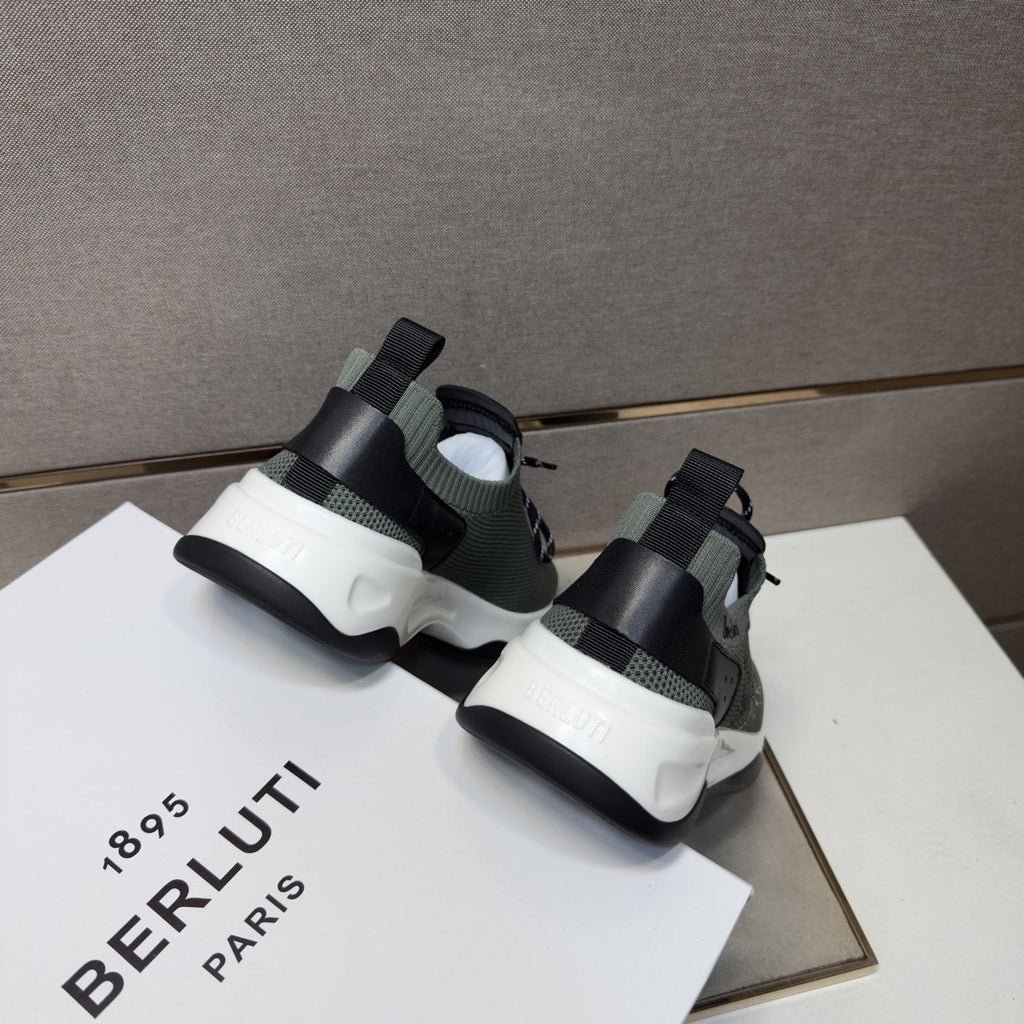 Berluti Olive Gray Lace-Up Sneakers