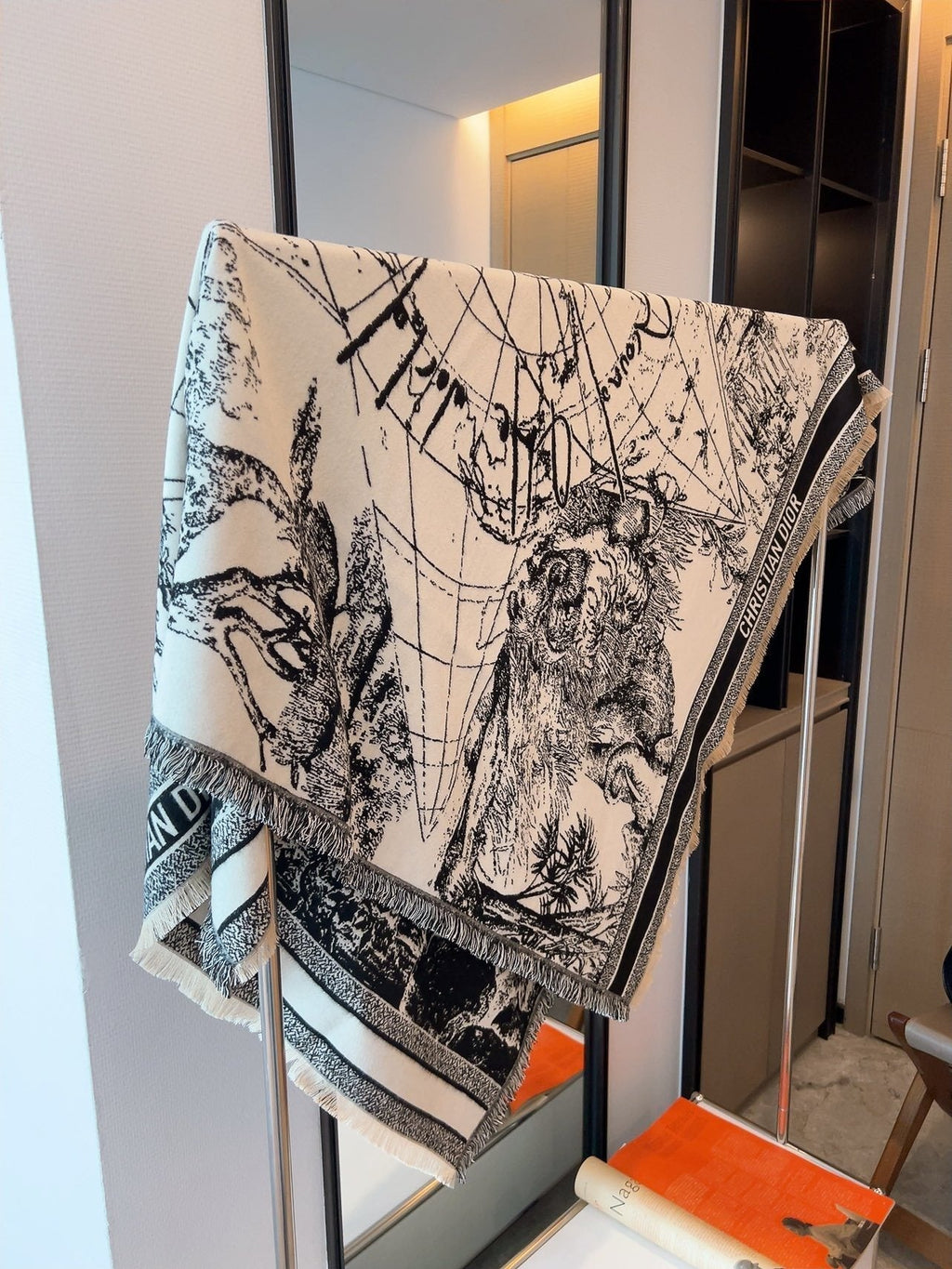 Dior Ivory and Black Toile Shawl