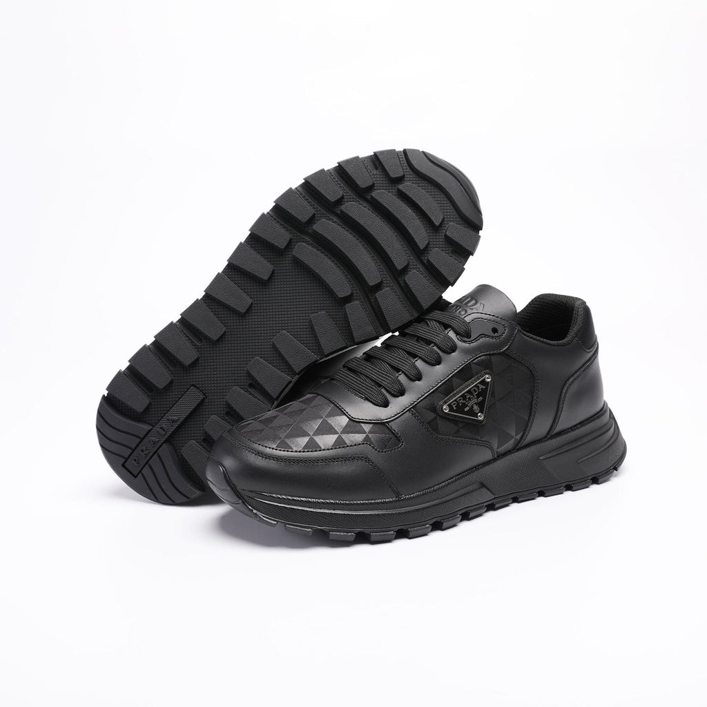 Prada Men's Black Triangle-Plaque Sneakers