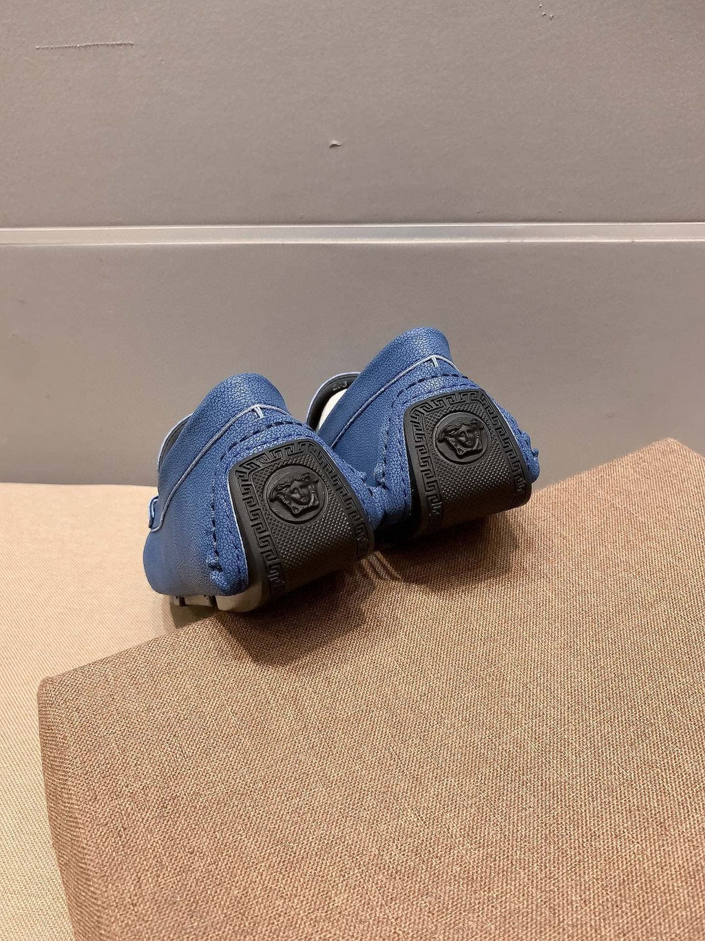 Versace Blue Gold-Hardware Loafers