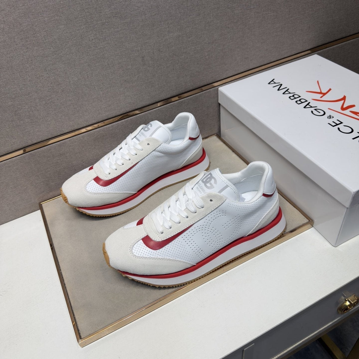 Dolce & Gabbana Men's White Red Gum Sneakers
