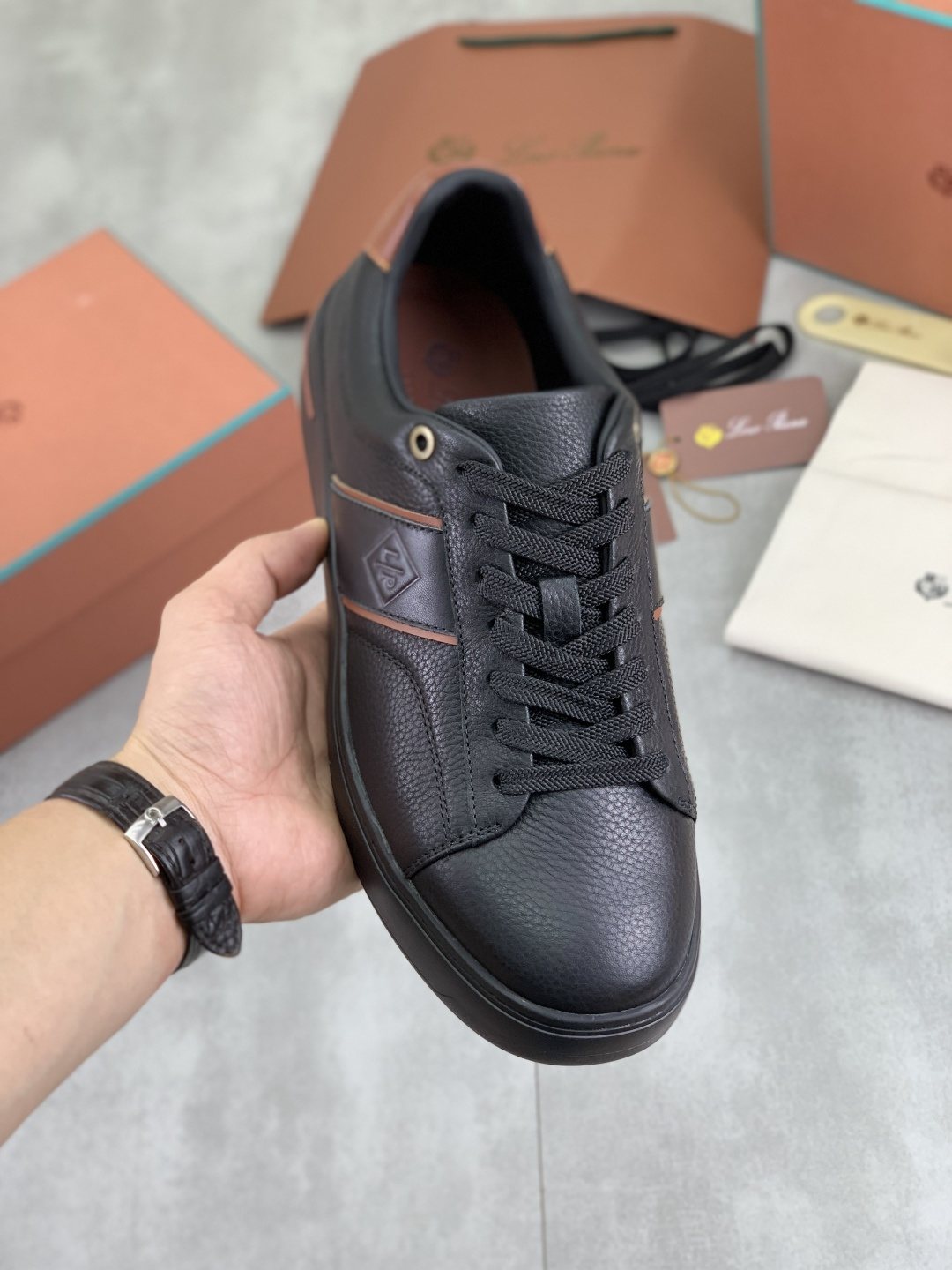Loro Piana Low-Top Sneakers with Brown Accents