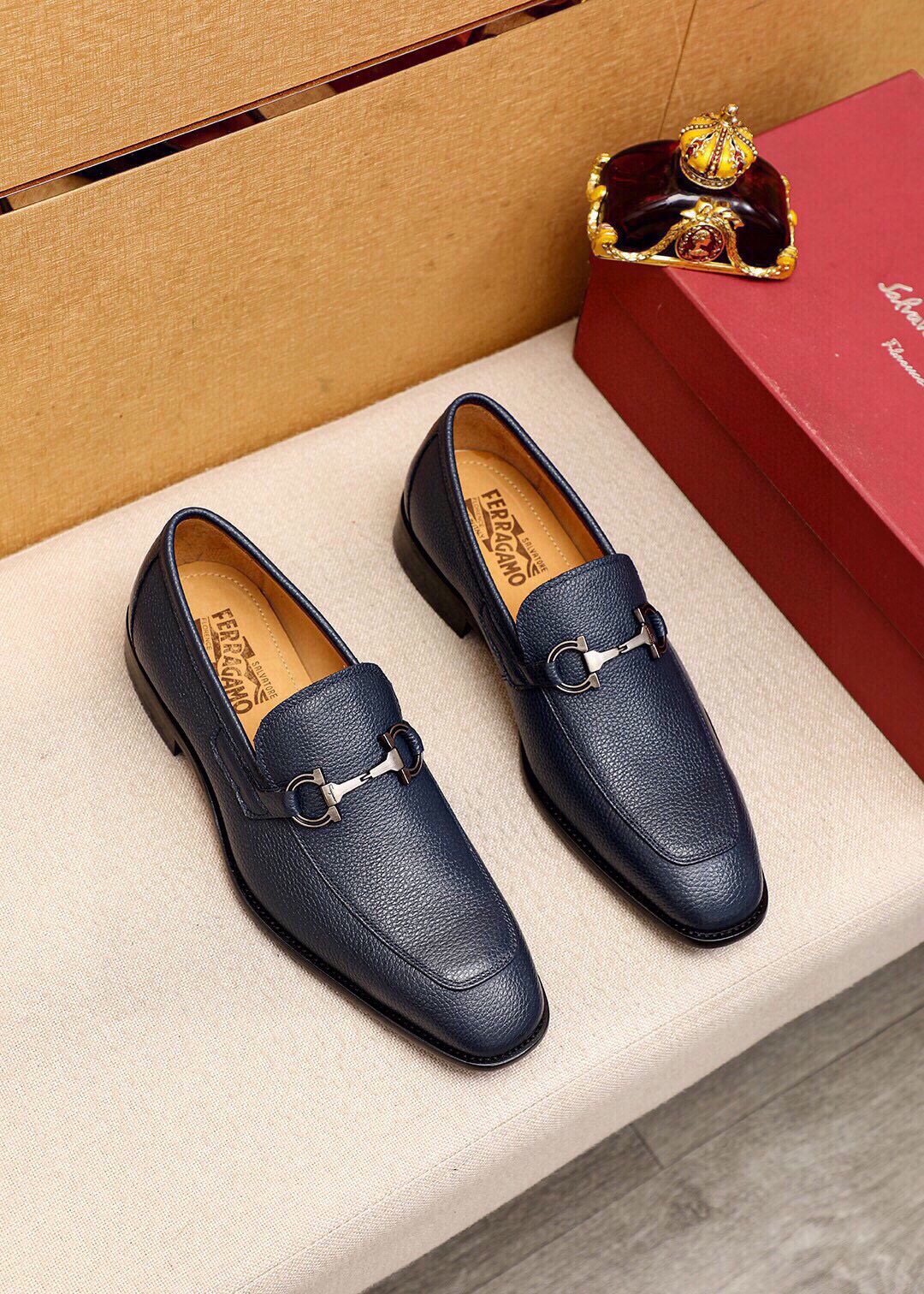 Ferragamo Textured Leather Bit Loafers