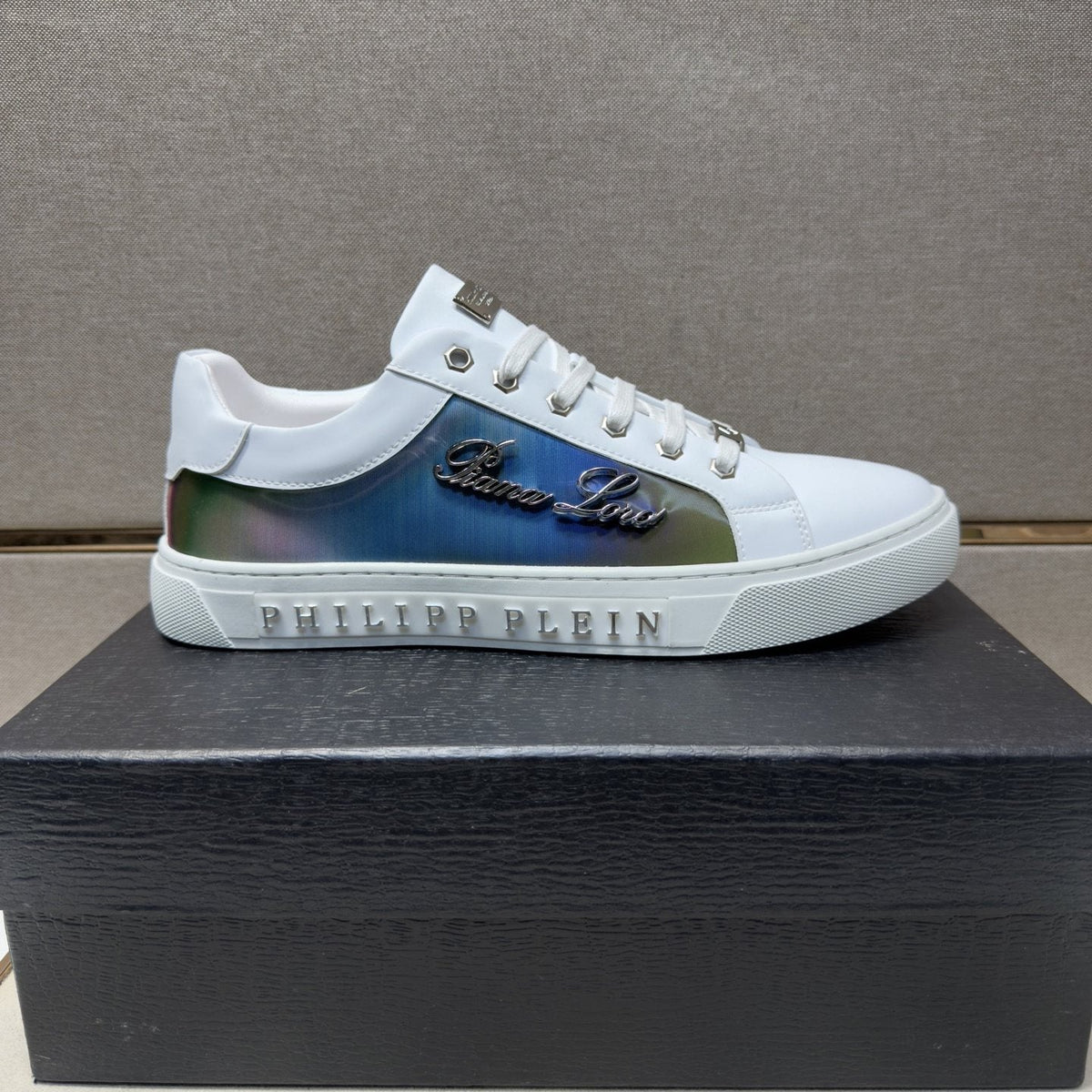 Philipp Plein Navy Iridescent Panel Sneakers