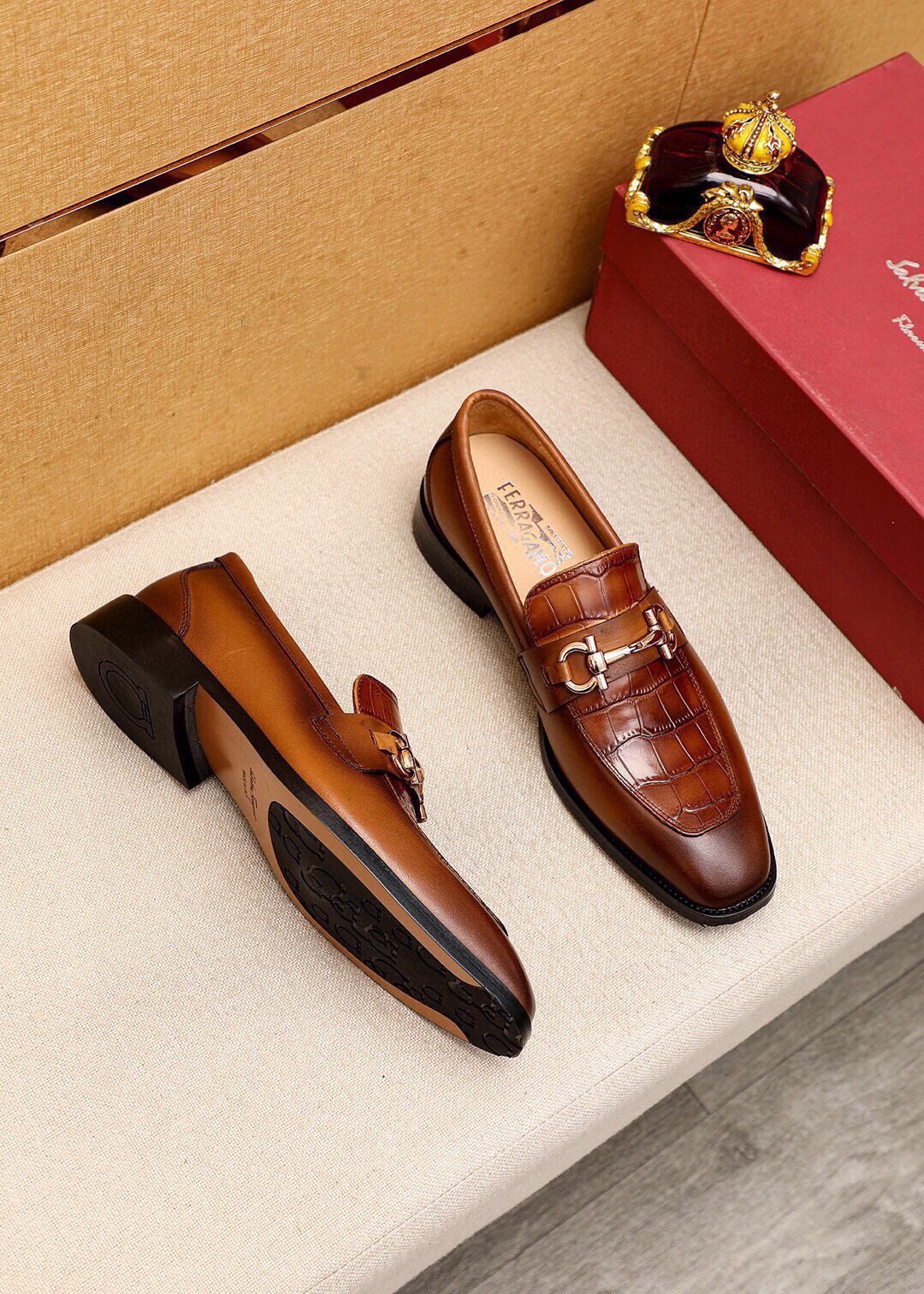 Ferragamo Embossed Bit Loafers