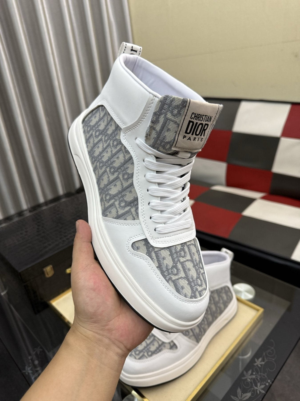 Dior Patterned High-Top Sneakers