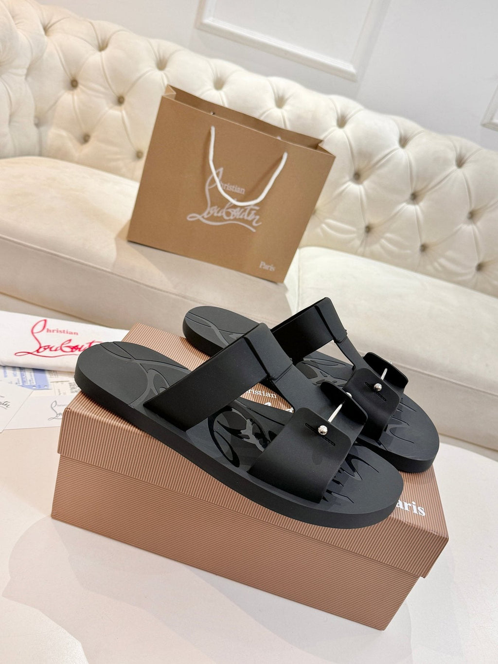 Christian Louboutin Men's Buckle-Strap Slide Sandals