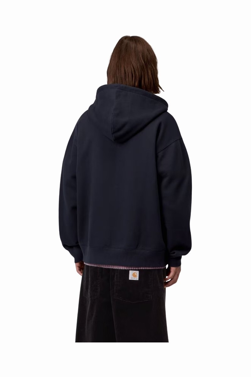 CARHARTT WIP HOODED WIP SWEAT JACKET Dark Navy stone washed