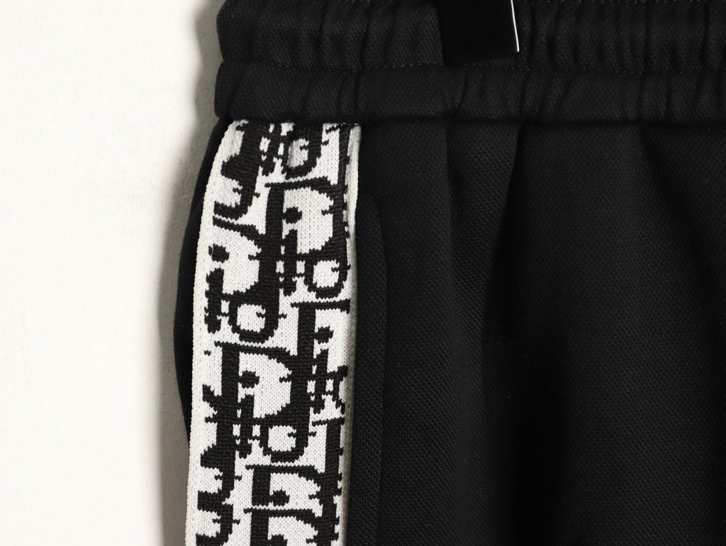 Dior Monogram-Style Side-Tape Shorts - Black